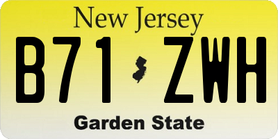 NJ license plate B71ZWH