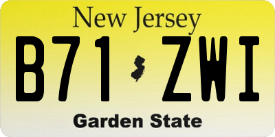 NJ license plate B71ZWI