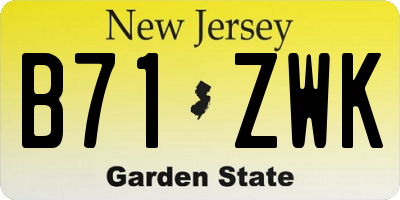 NJ license plate B71ZWK