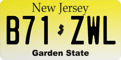 NJ license plate B71ZWL