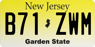 NJ license plate B71ZWM