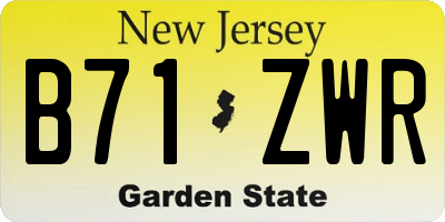 NJ license plate B71ZWR