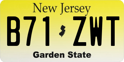 NJ license plate B71ZWT