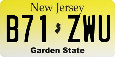 NJ license plate B71ZWU