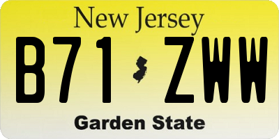 NJ license plate B71ZWW