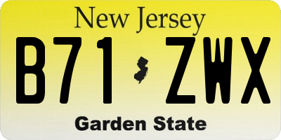 NJ license plate B71ZWX