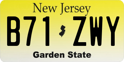 NJ license plate B71ZWY