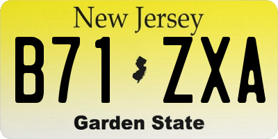 NJ license plate B71ZXA