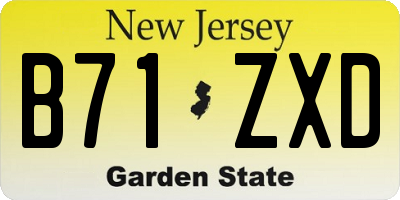NJ license plate B71ZXD