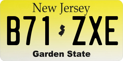 NJ license plate B71ZXE
