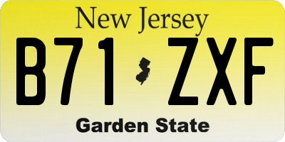 NJ license plate B71ZXF
