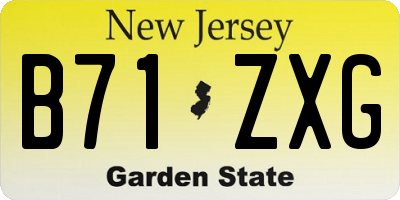NJ license plate B71ZXG