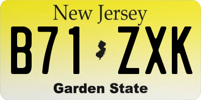 NJ license plate B71ZXK