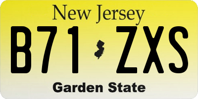 NJ license plate B71ZXS
