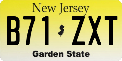 NJ license plate B71ZXT