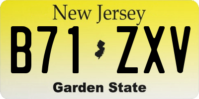 NJ license plate B71ZXV