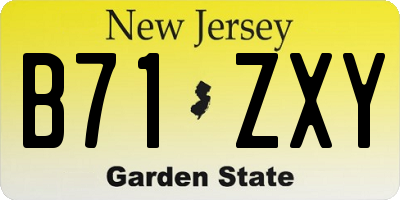 NJ license plate B71ZXY