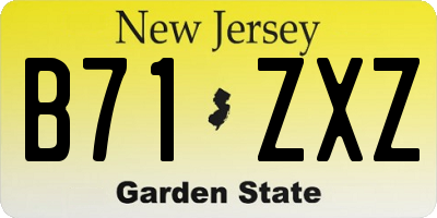 NJ license plate B71ZXZ