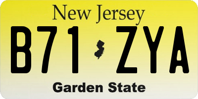NJ license plate B71ZYA