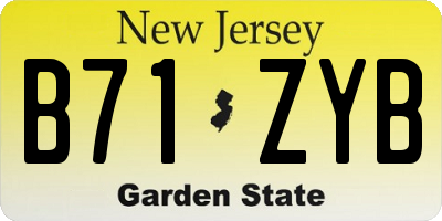 NJ license plate B71ZYB