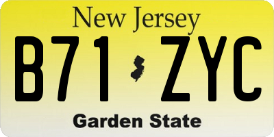 NJ license plate B71ZYC