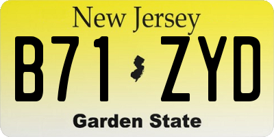 NJ license plate B71ZYD