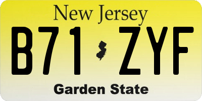 NJ license plate B71ZYF