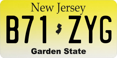 NJ license plate B71ZYG
