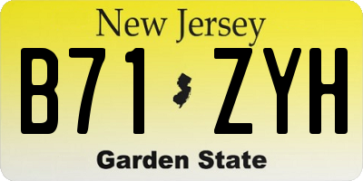 NJ license plate B71ZYH