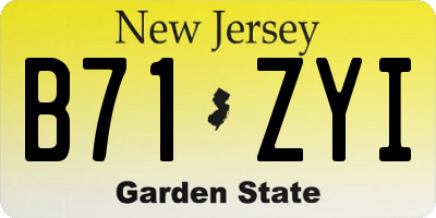 NJ license plate B71ZYI