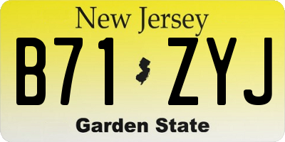 NJ license plate B71ZYJ