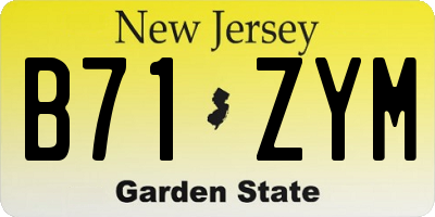 NJ license plate B71ZYM
