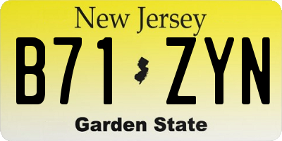 NJ license plate B71ZYN