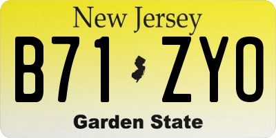 NJ license plate B71ZYO