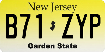 NJ license plate B71ZYP
