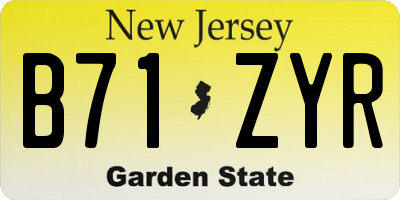 NJ license plate B71ZYR