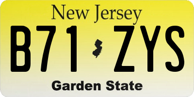 NJ license plate B71ZYS