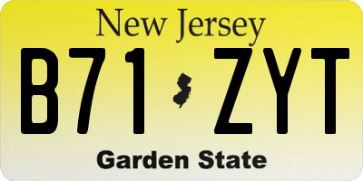 NJ license plate B71ZYT