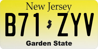 NJ license plate B71ZYV