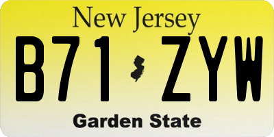NJ license plate B71ZYW
