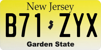 NJ license plate B71ZYX
