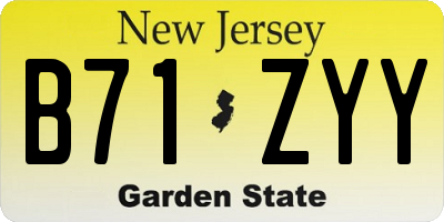 NJ license plate B71ZYY