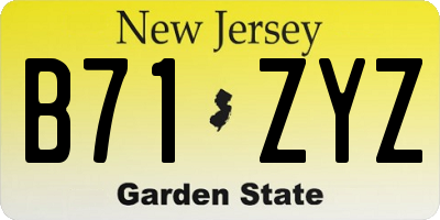 NJ license plate B71ZYZ