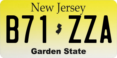 NJ license plate B71ZZA