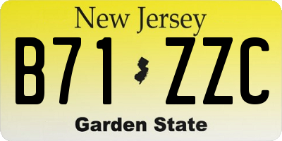 NJ license plate B71ZZC
