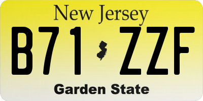 NJ license plate B71ZZF