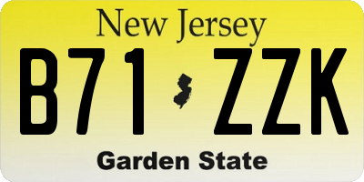 NJ license plate B71ZZK