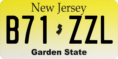 NJ license plate B71ZZL
