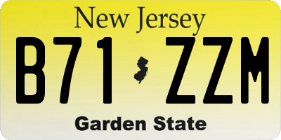 NJ license plate B71ZZM
