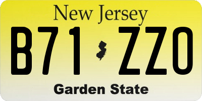NJ license plate B71ZZO